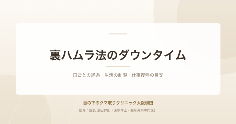 裏ハムラ法のダウンタイムは何日?経過・生活の制限・仕事復帰の目安を専門医が解説